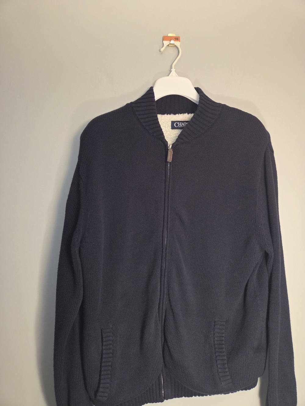 Chaps Men's Navy Zip-Up Cardigan Sweater